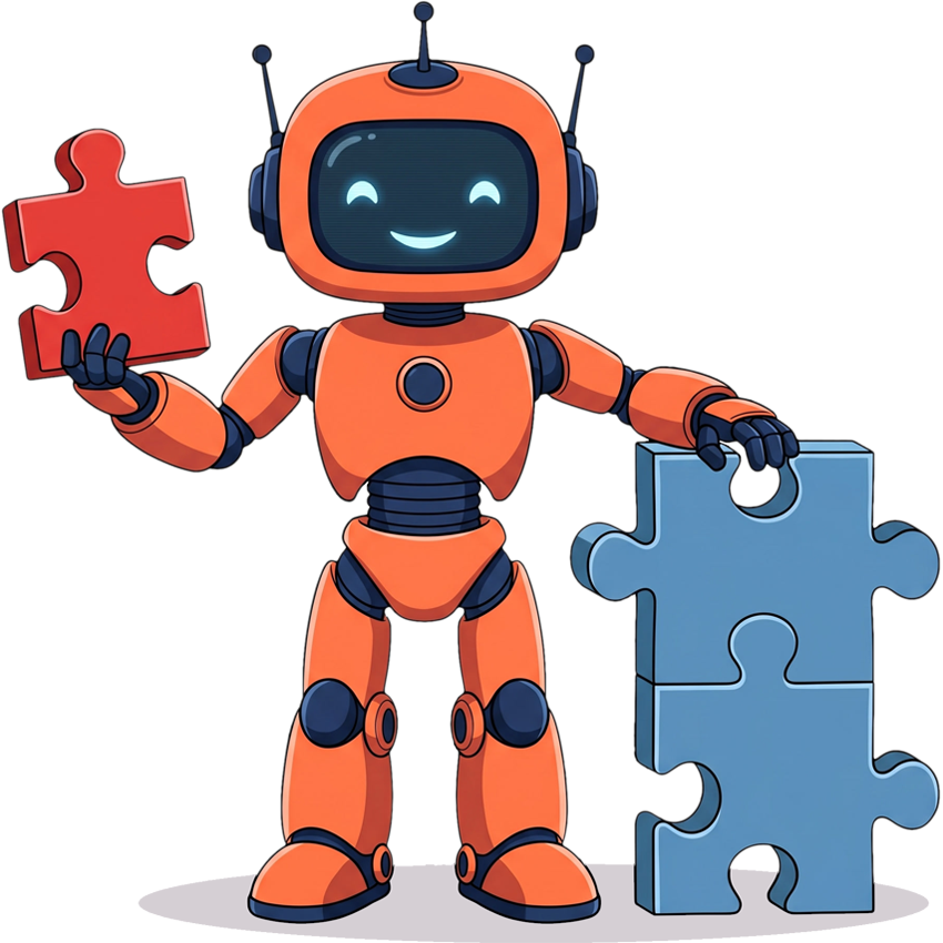 Robot with a puzzle